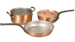 Falk copper pan set, three pans