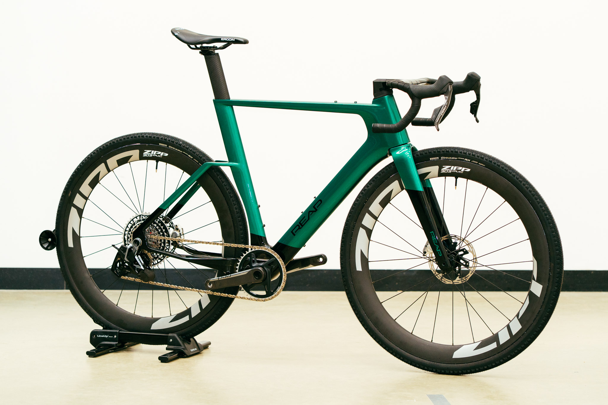 A bike stands against a white background