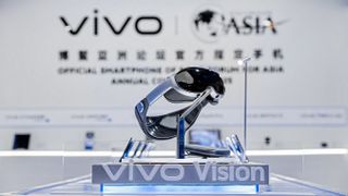 The Vivo Vision MR headset on a stand