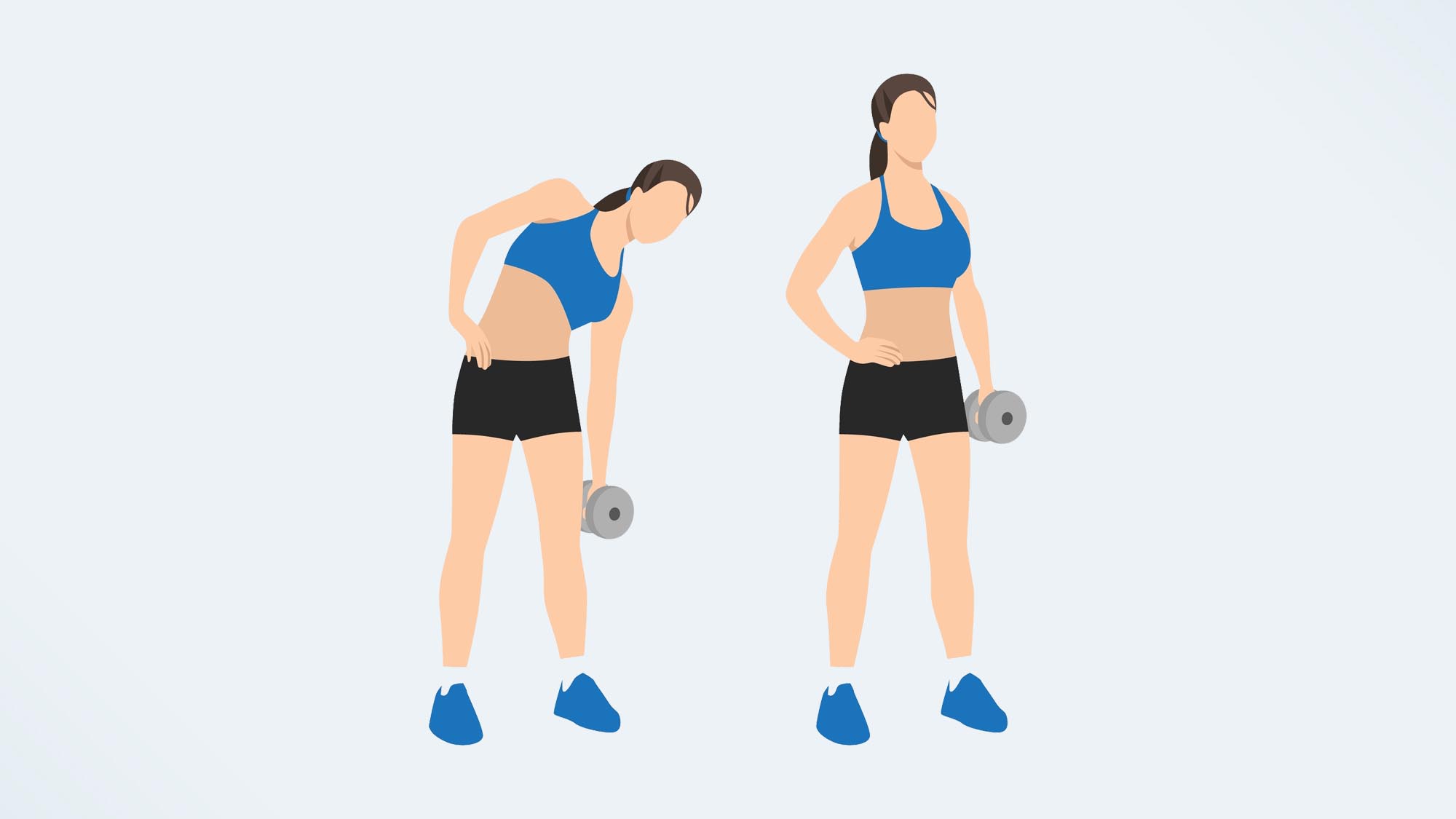 an illo of a woman doing a dumbbell side bend