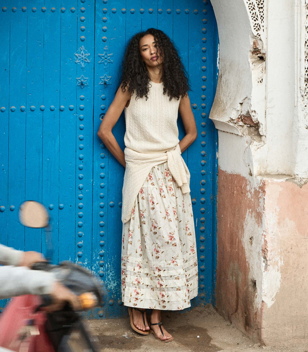 Marie Skirt -- Blanc Prairie Rose