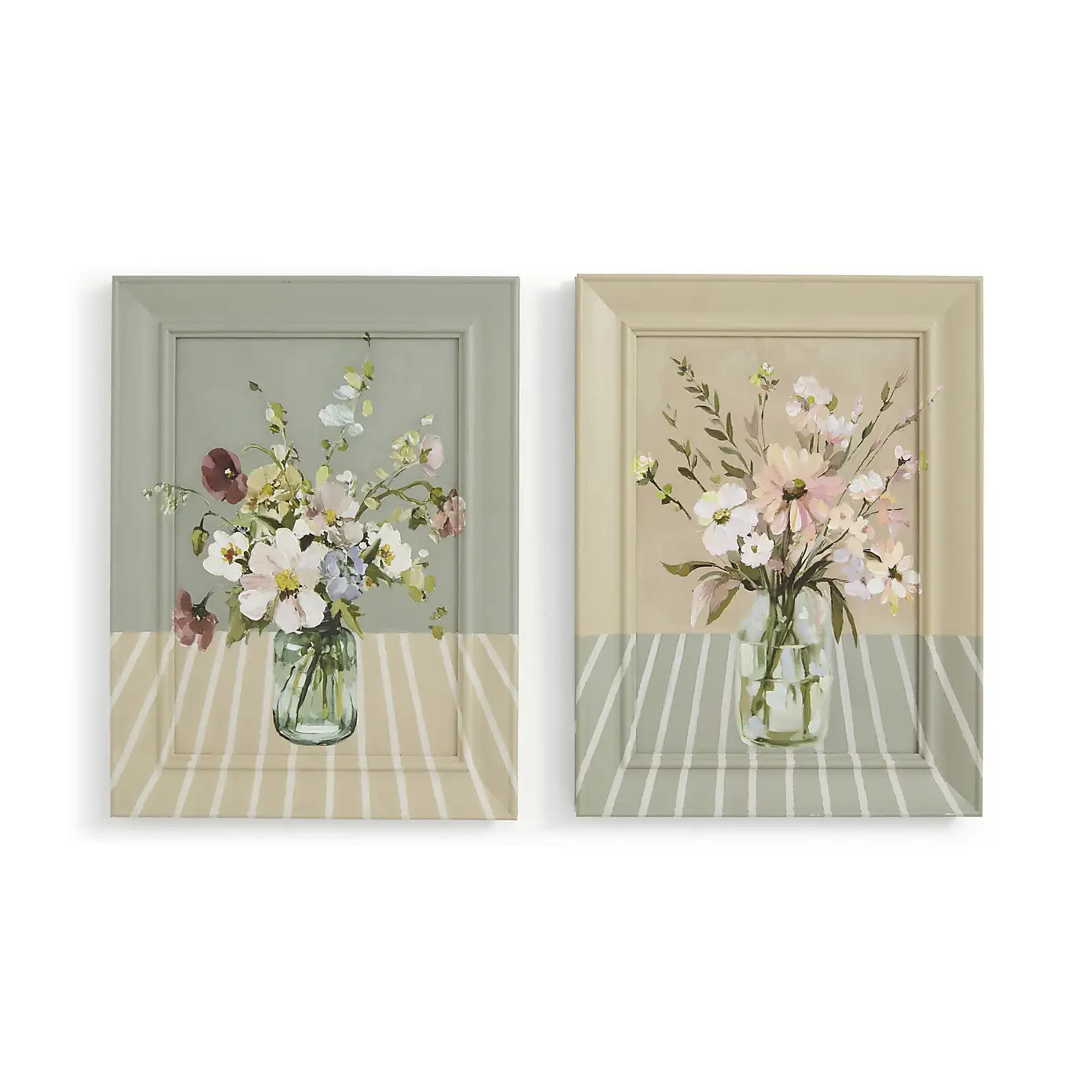 Dunelm Set Of 2 Floral Handpainted Wall Art