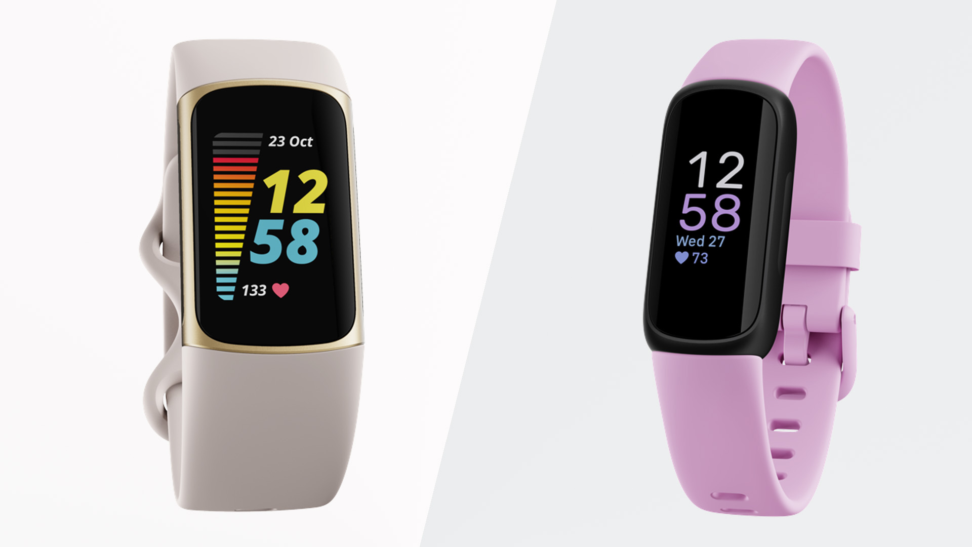 Fitbit Charge 5 (left) and Fitbit Inspire 3 (right)