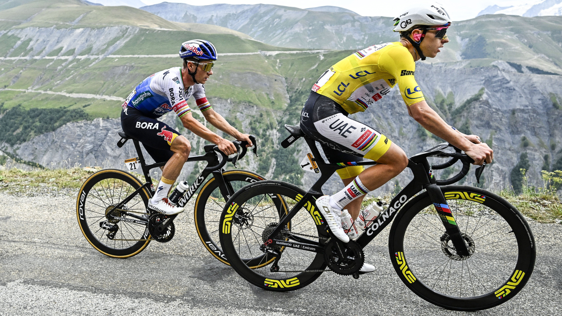 Remco Evenepoel and Tadej Pogacar during stage 20 of the 2026 Tour de France 