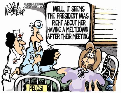 Political Cartoon U.S. Pelosi Trump Meltdown