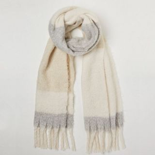 grey white and beige block colour scarf