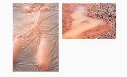 Nude female body in abstract photograph and similar image of landscape, from photo book Drinking From The Eye