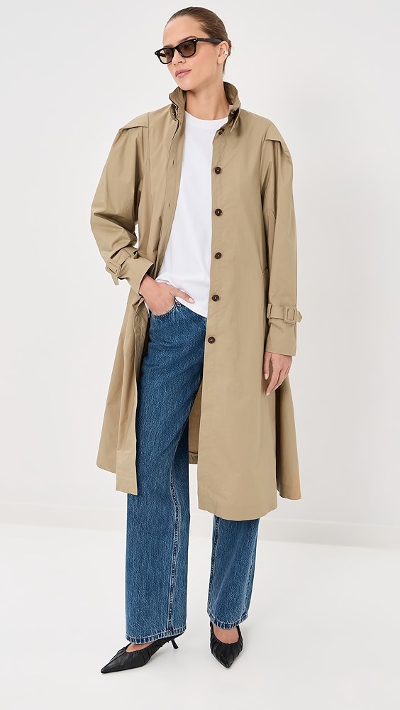 Chet Light Cotton Trench Coat - Barley