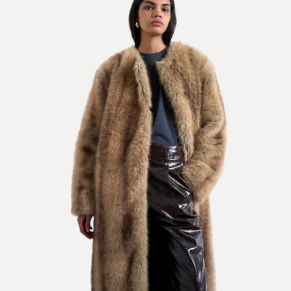 Faux Fur Mid Length Coat