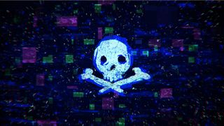 An abstract image showing a skull over a pixelated background to symbolise a cyber security vulnerability