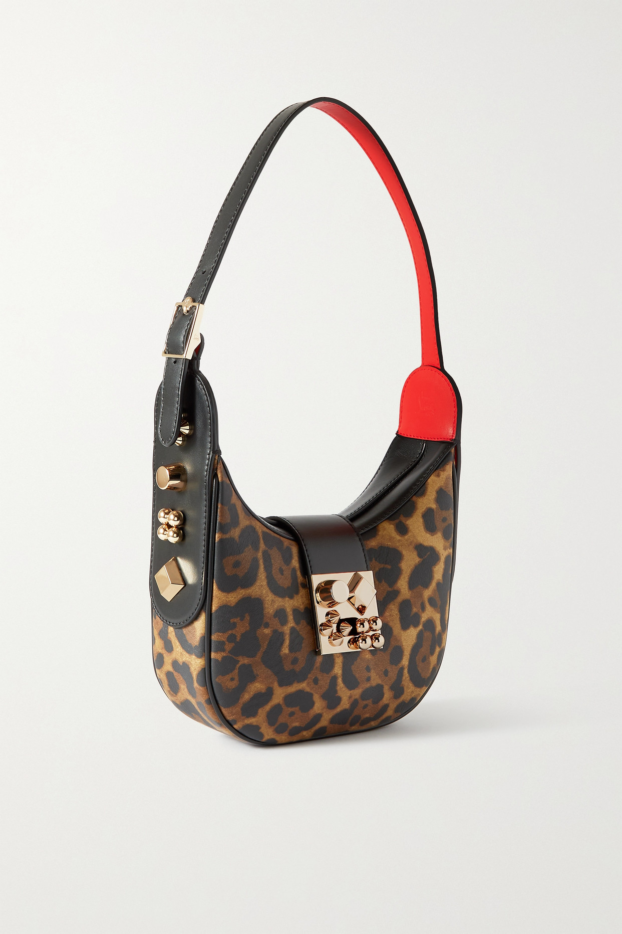 Carasky Small Embellished Leopard-Print Leather Shoulder Bag