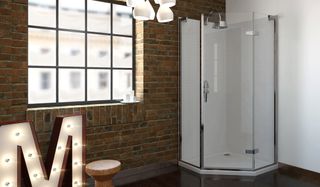 Bathrooms.com 6 Series Frameless Pentagonal Shower Enclosure