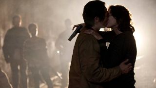 Maggie and Glenn reuniting on The Walking Dead.
