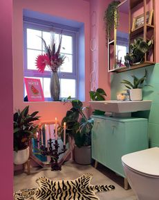 Lauren Hubbard got creative with colour, revamped her bathroom for £350