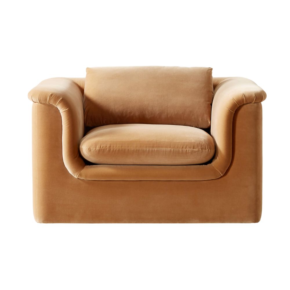 Mardones Camel Brown Velvet Lounge Chair