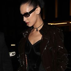 Bella Hadid seen attending a Burberry dinner at The Twenty Two on March 11, 2022 in London, England