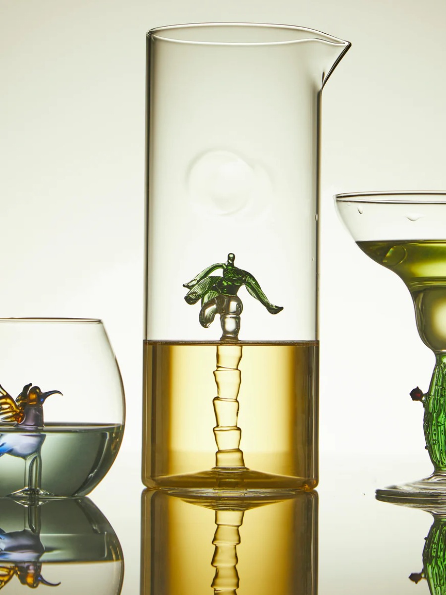 Palm Tree Hand-Blown Murano Glass Pitcher