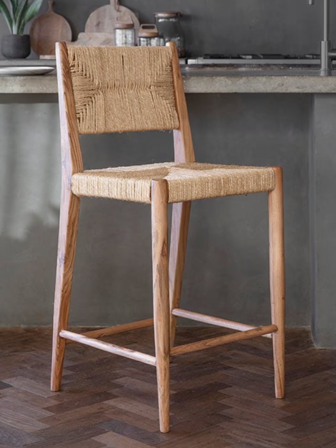 Nkuku, Lohanda Acacia &amp;amp; Munja Grass Counter Chair
