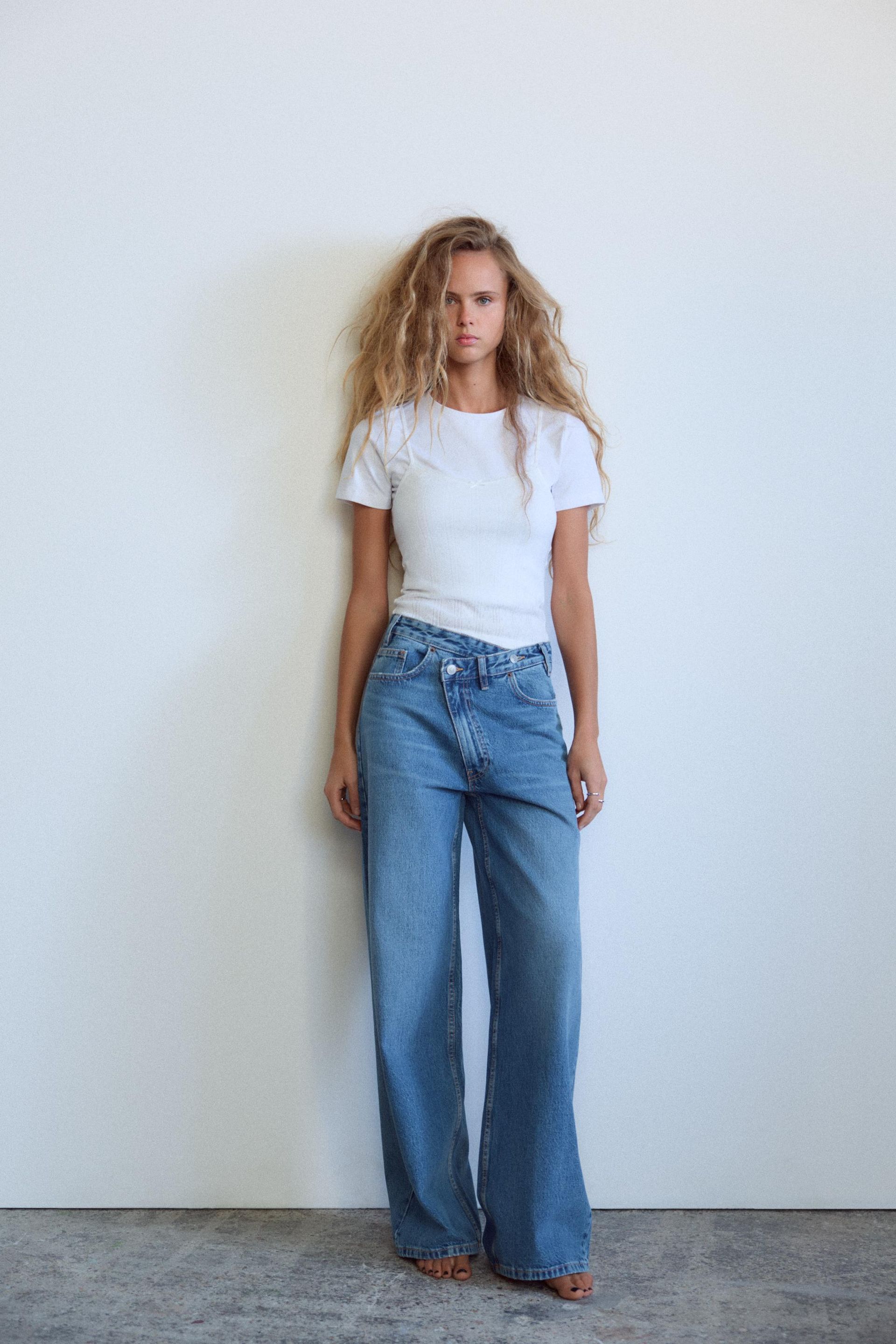 Trf Wide-Leg High-Waist Jeans With Wraparound Waist