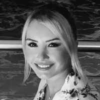 black and white image of female with blond hair