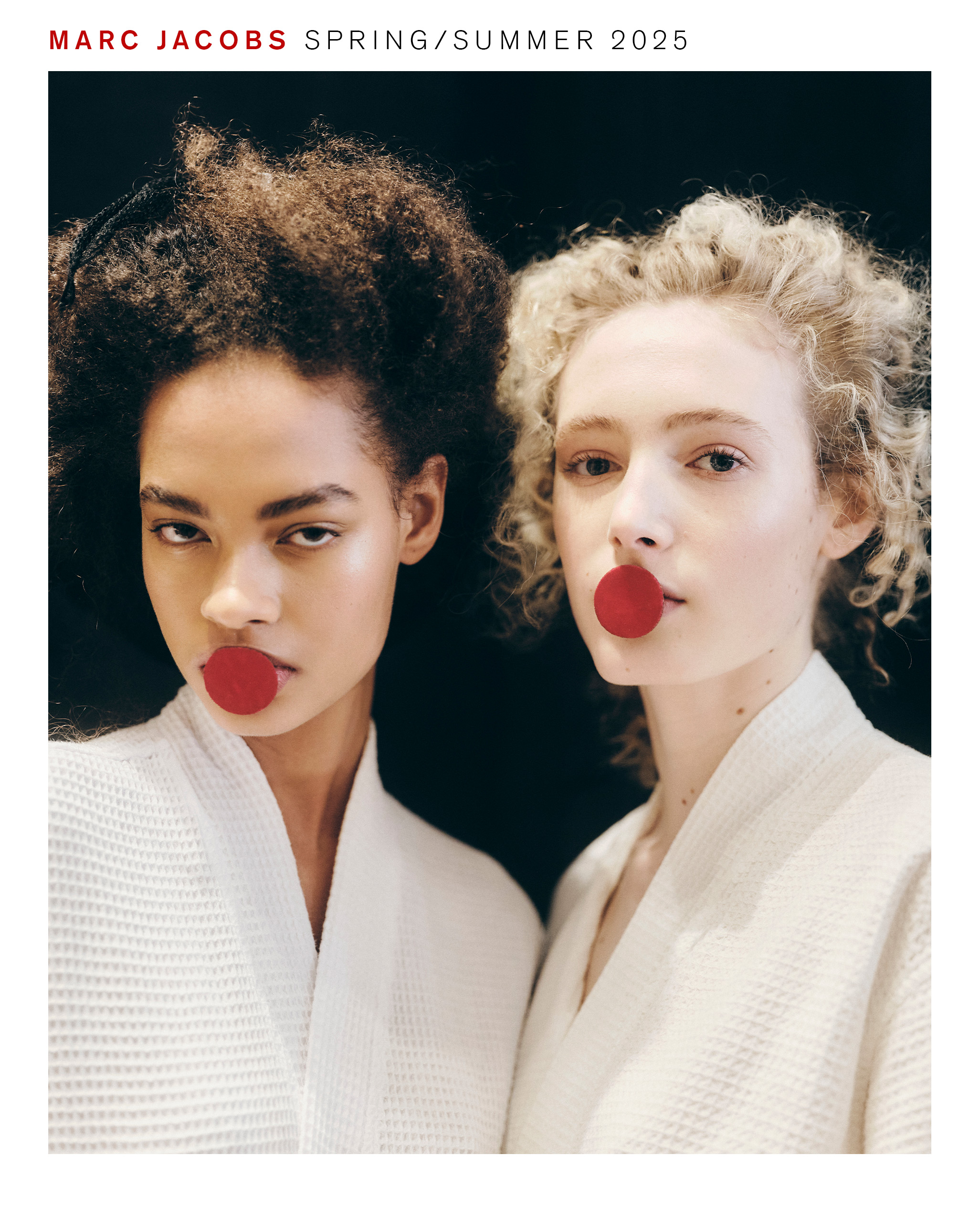Model wearing Pat McGrath makeup look for Marc Jacobs spring/summer 2025 show.