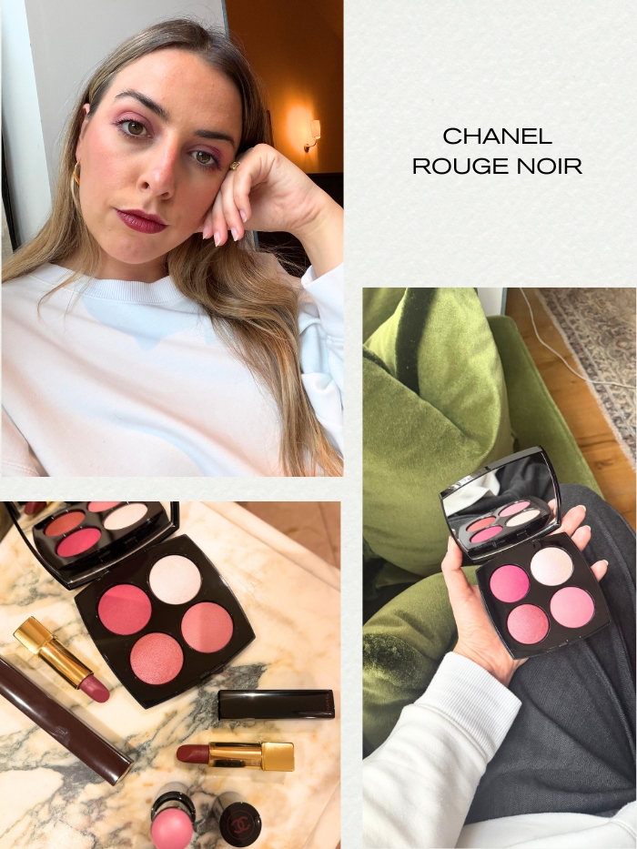 Shannon Lawlor wearing the limited-edition Chanel Rouge Noir makeup collection