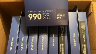 Box of nine 2TB Samsung 990 EVO Plus NVMe M.2 SSDs