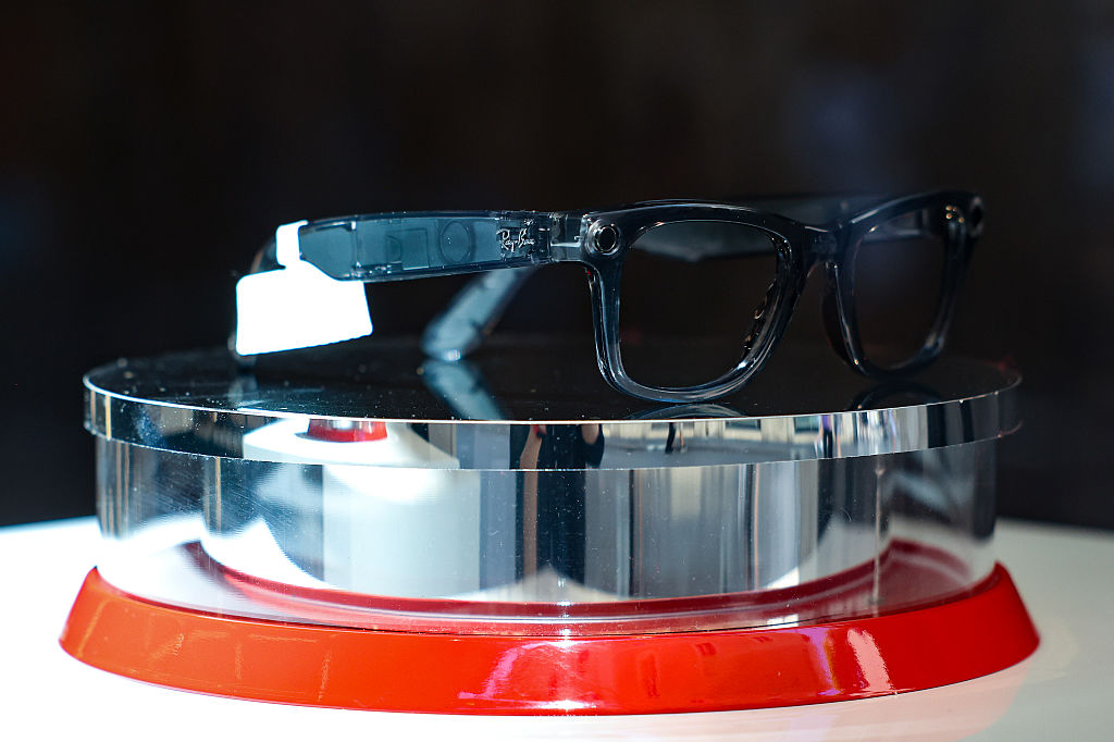 Ray-Ban Meta smart glasses on display in the window of a Ray-Ban eyewear store