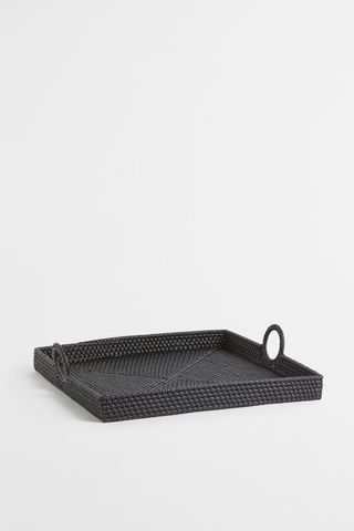 black rattan tray