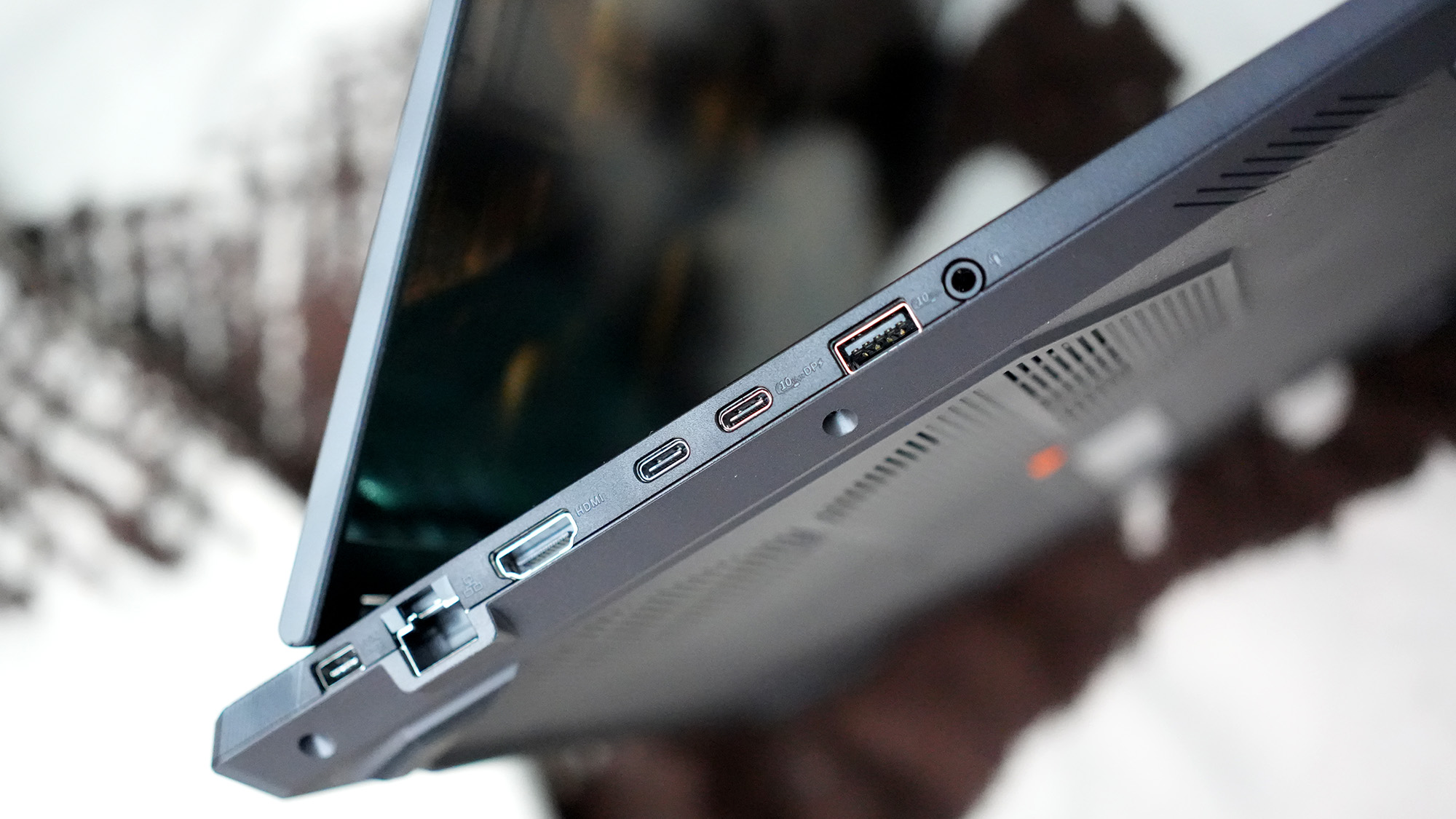 An Asus TUF Gaming A16 2025 on a white background, fit with an RTX 5050.