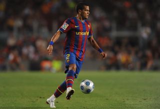 Dani Alves in action for Barcelona in August 2009.