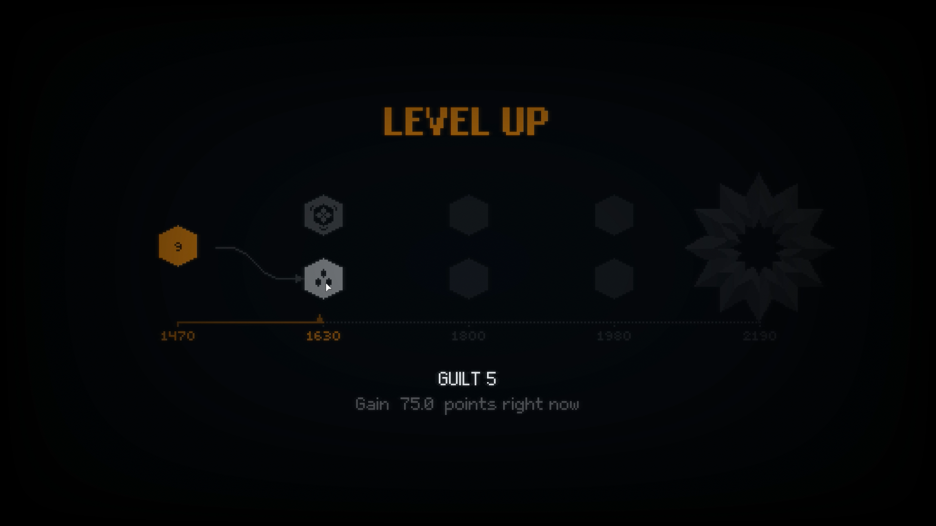 A level-up screen from Indika, showing an option called 