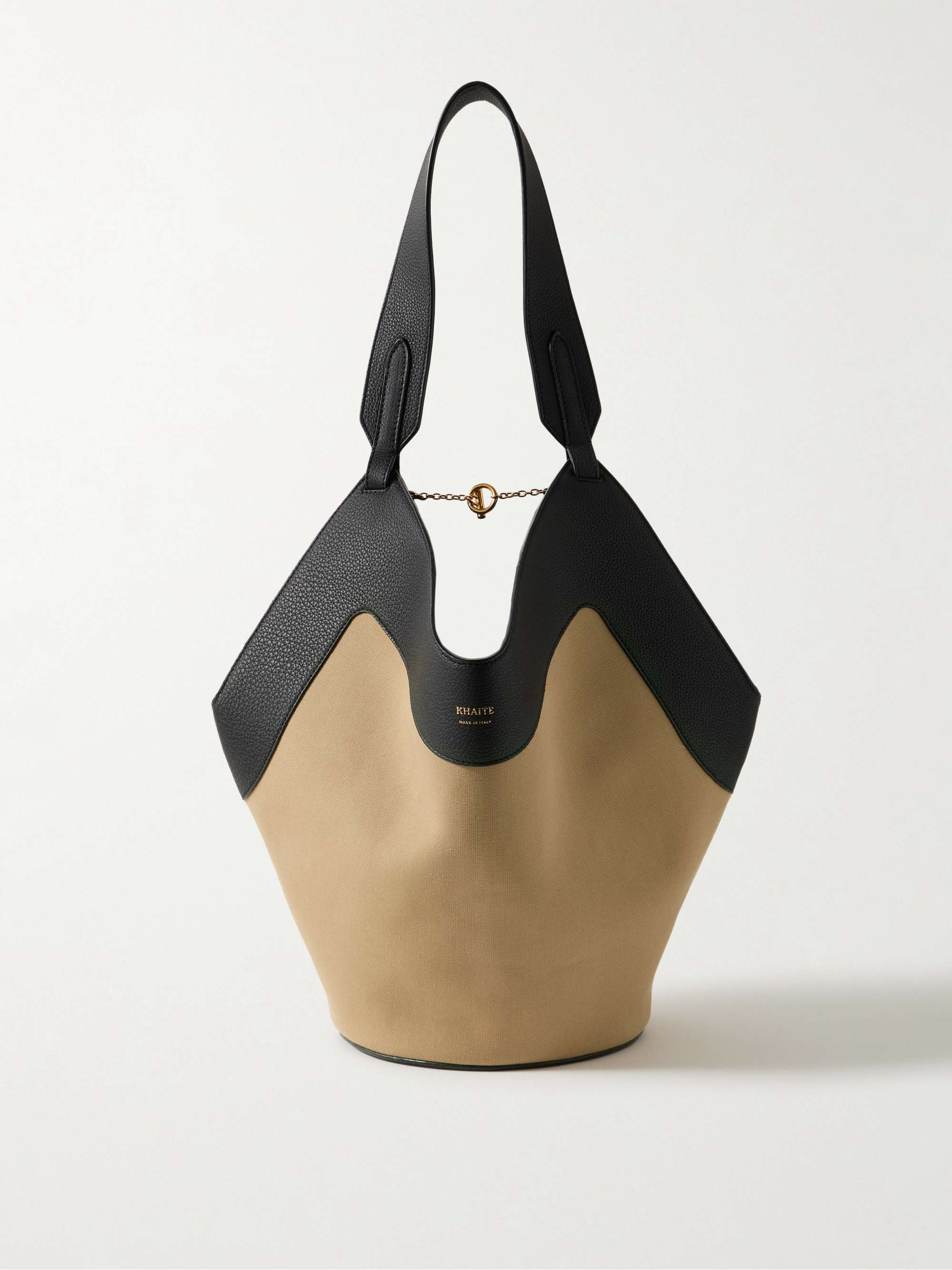 Lotus Small Textured Leather-Trimmed Canvas Tote
