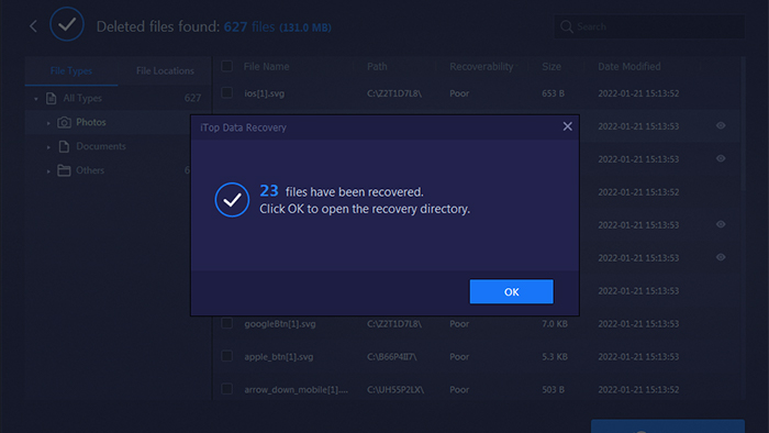 iTop Data recovery success
