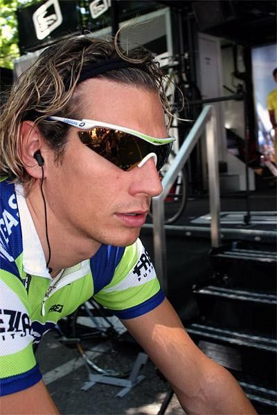 Filippo Pozzato rolls out.