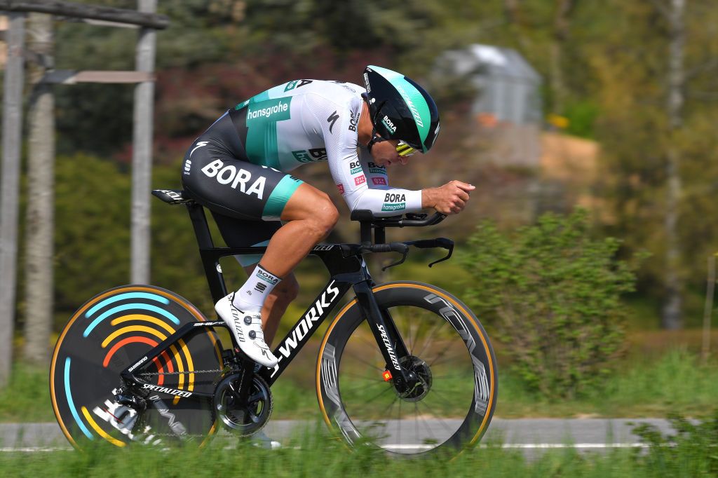 ORON SWITZERLAND APRIL 27 Peter Sagan of Slovakia and Team Bora Hansgrohe during the 74th Tour De Romandie 2021 Prologue a 405km Individual Time Trial stage from Oron to Oron 700m ITT TDR2021 TDRnonstop UCIworldtour on April 27 2021 in Oron Switzerland Photo by Luc ClaessenGetty Images