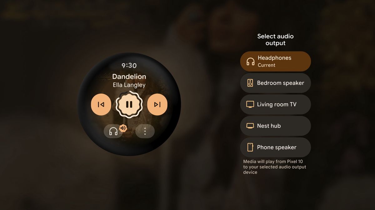 The audio output switcher on Wear OS 7