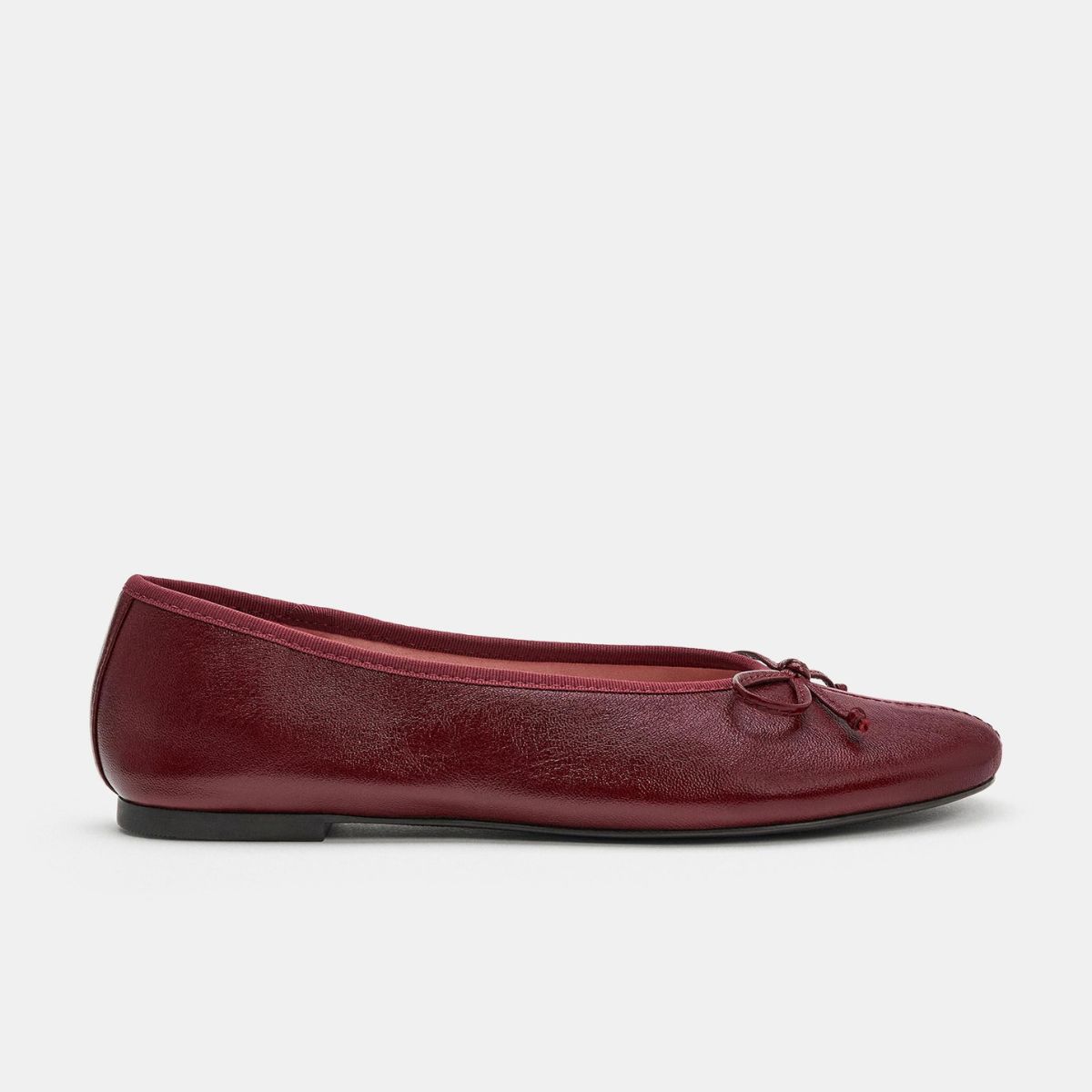 zara red leather ballet flats