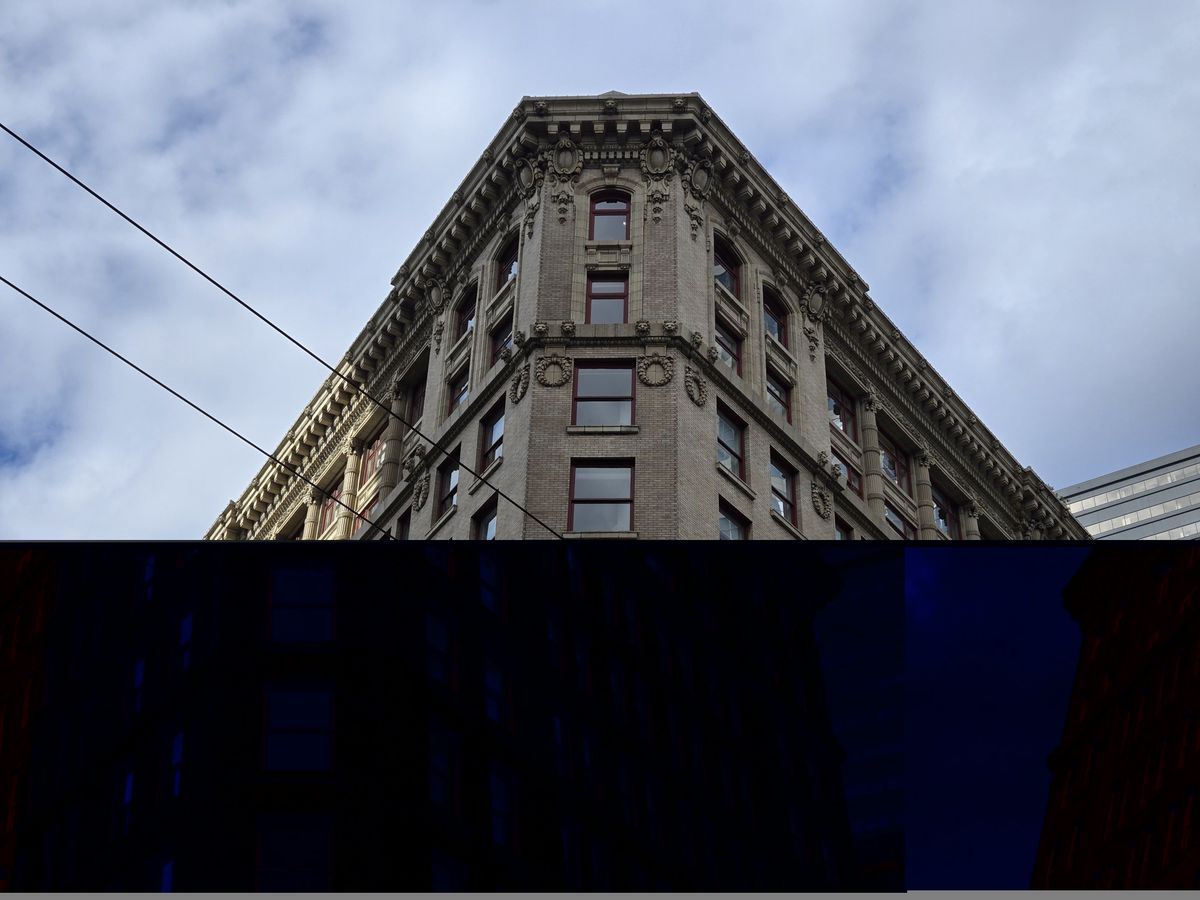 A close-up of a building