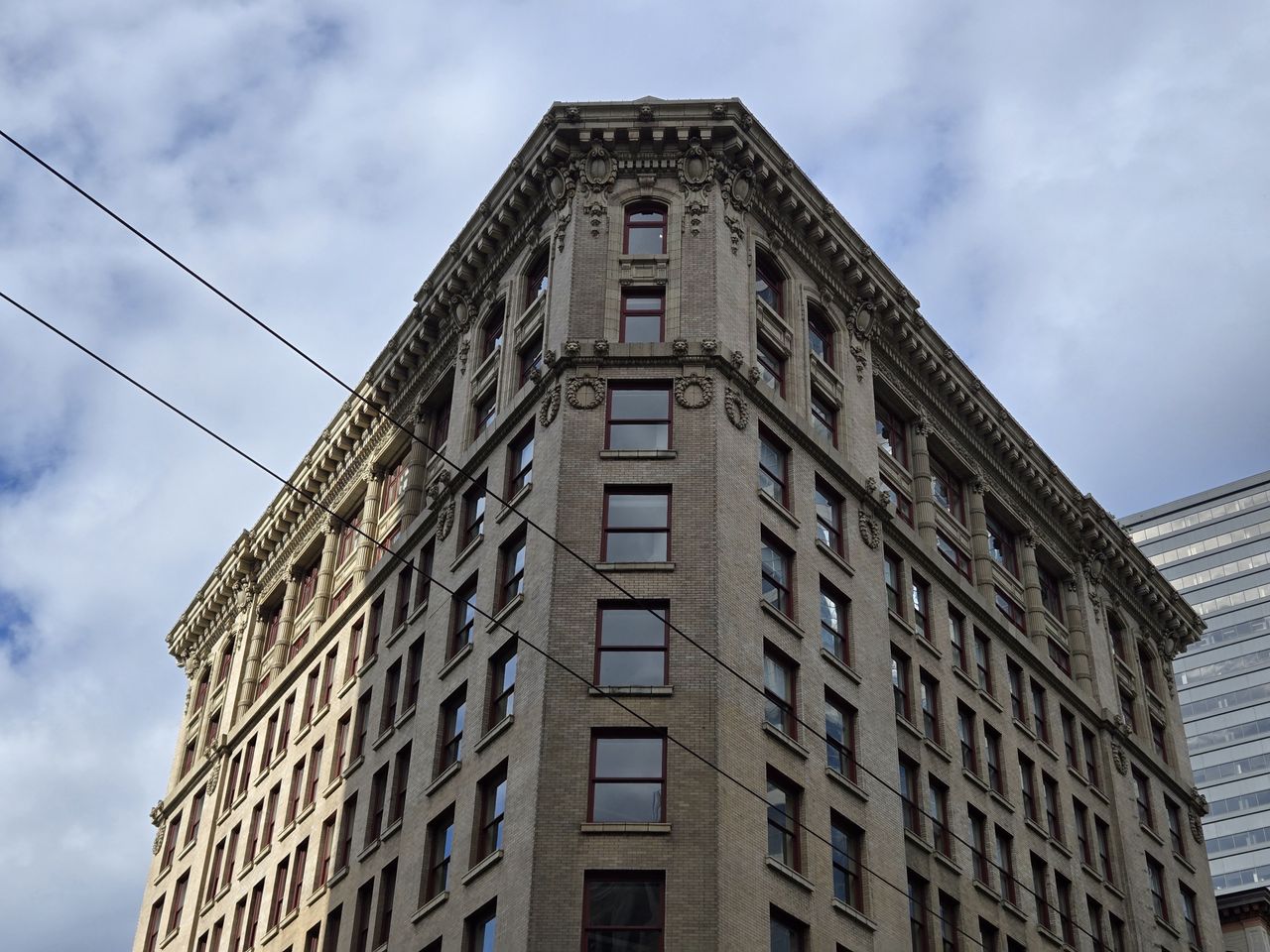 A close-up of a building