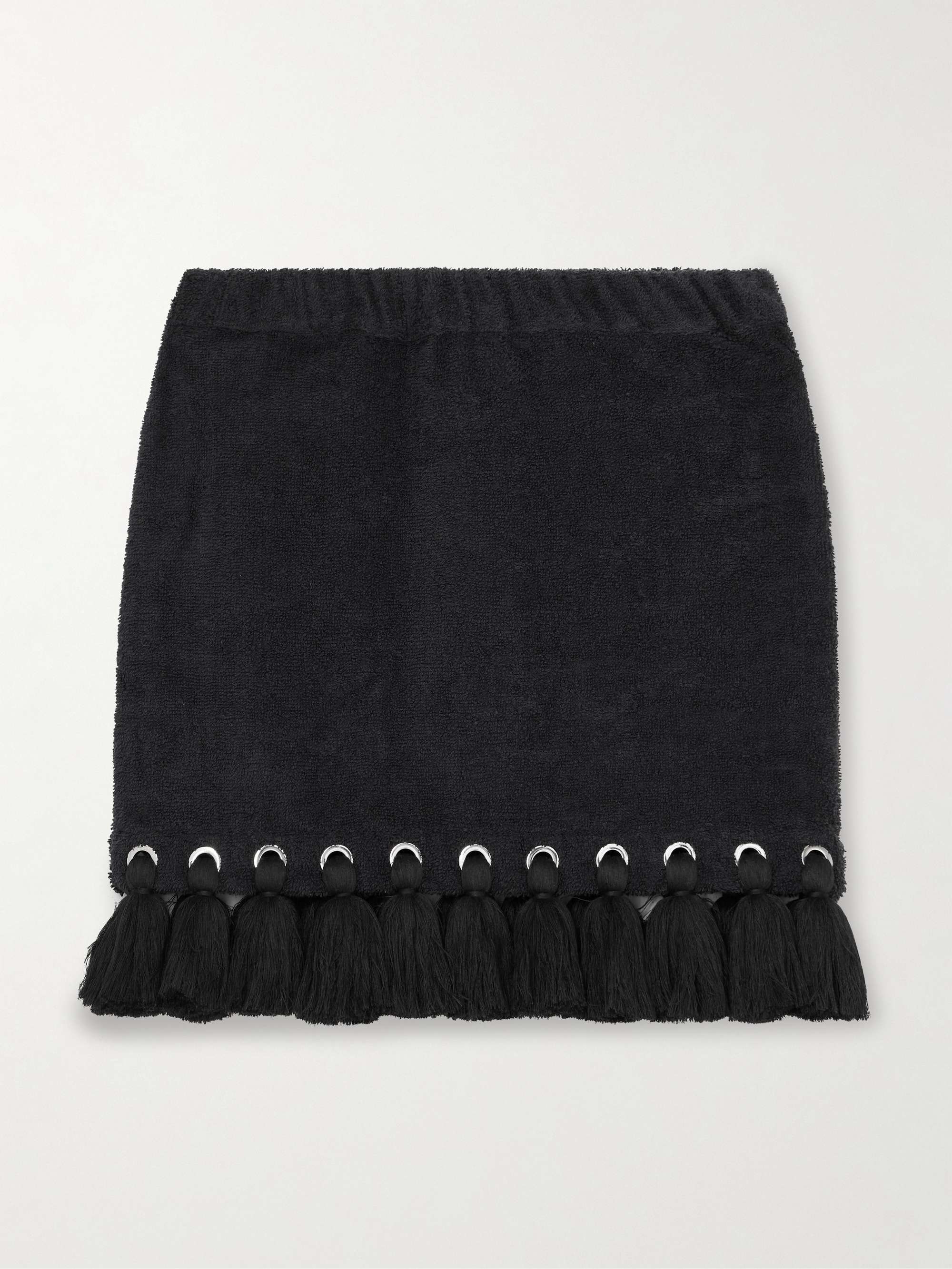 Tassel-eyed cotton cotton mini skirt