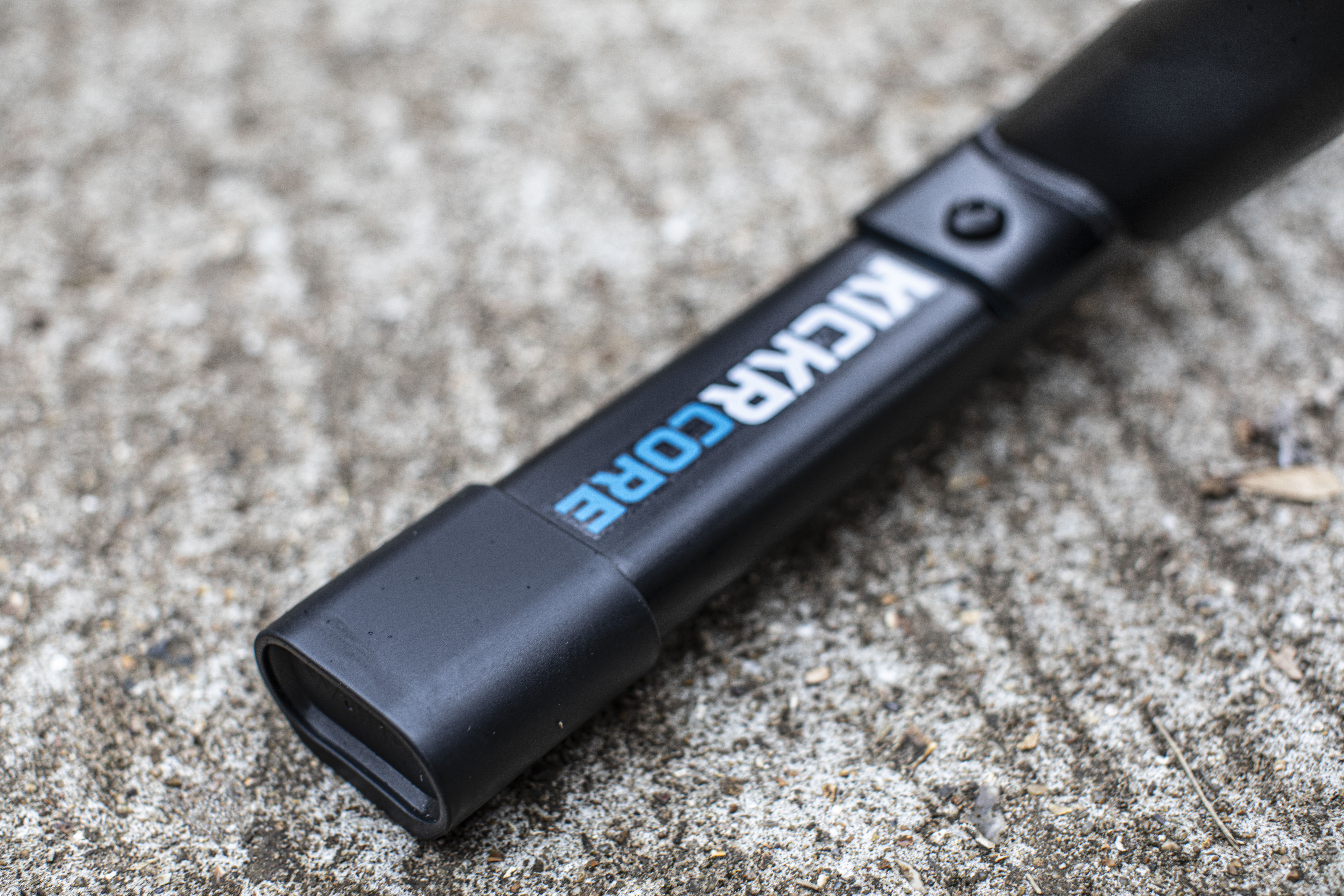 Detail of Wahoo Kickr Core 2 smart trainer flat legs and end cap grippers