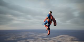Superman flying in an Unreal Engine demo.