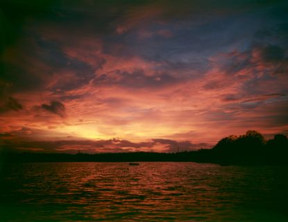 A lake at sunset.