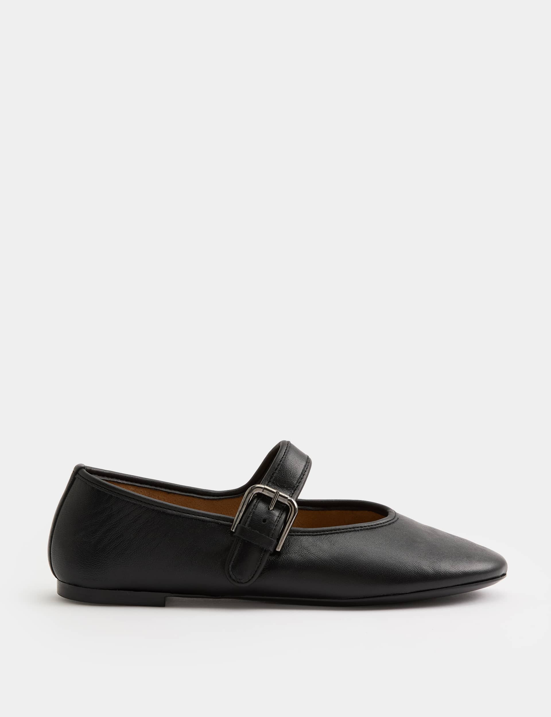 Leather Mary Jane Buckle Flat Ballet Pumps