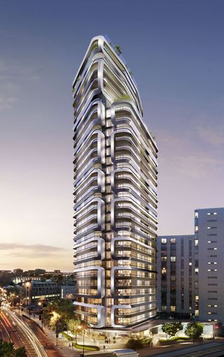 Canaletto modern residential tower block with metal finishing