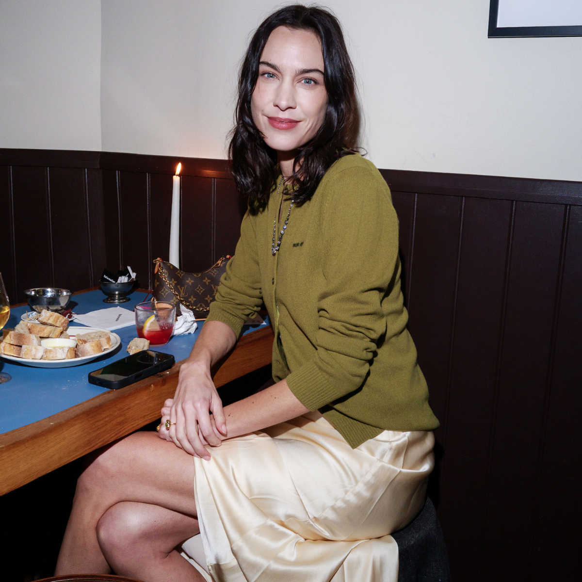 Alexa Chung Christmas party outfit Reformation