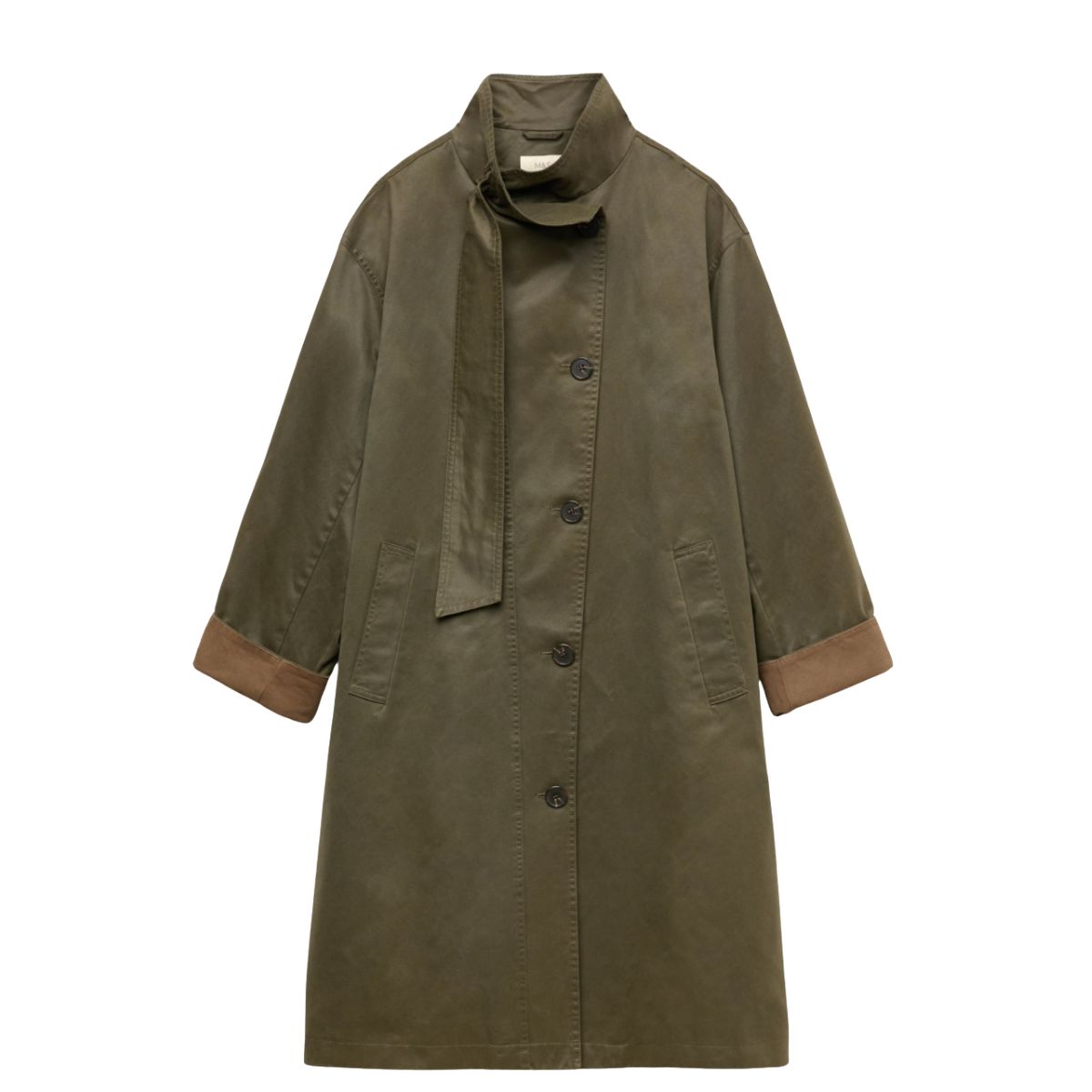 M&amp;amp;S cotton rich wax car coat with neck tie
