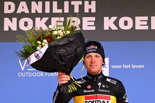 Tim Merlier celebrates victory in the 77th Danilith Nokere Koerse