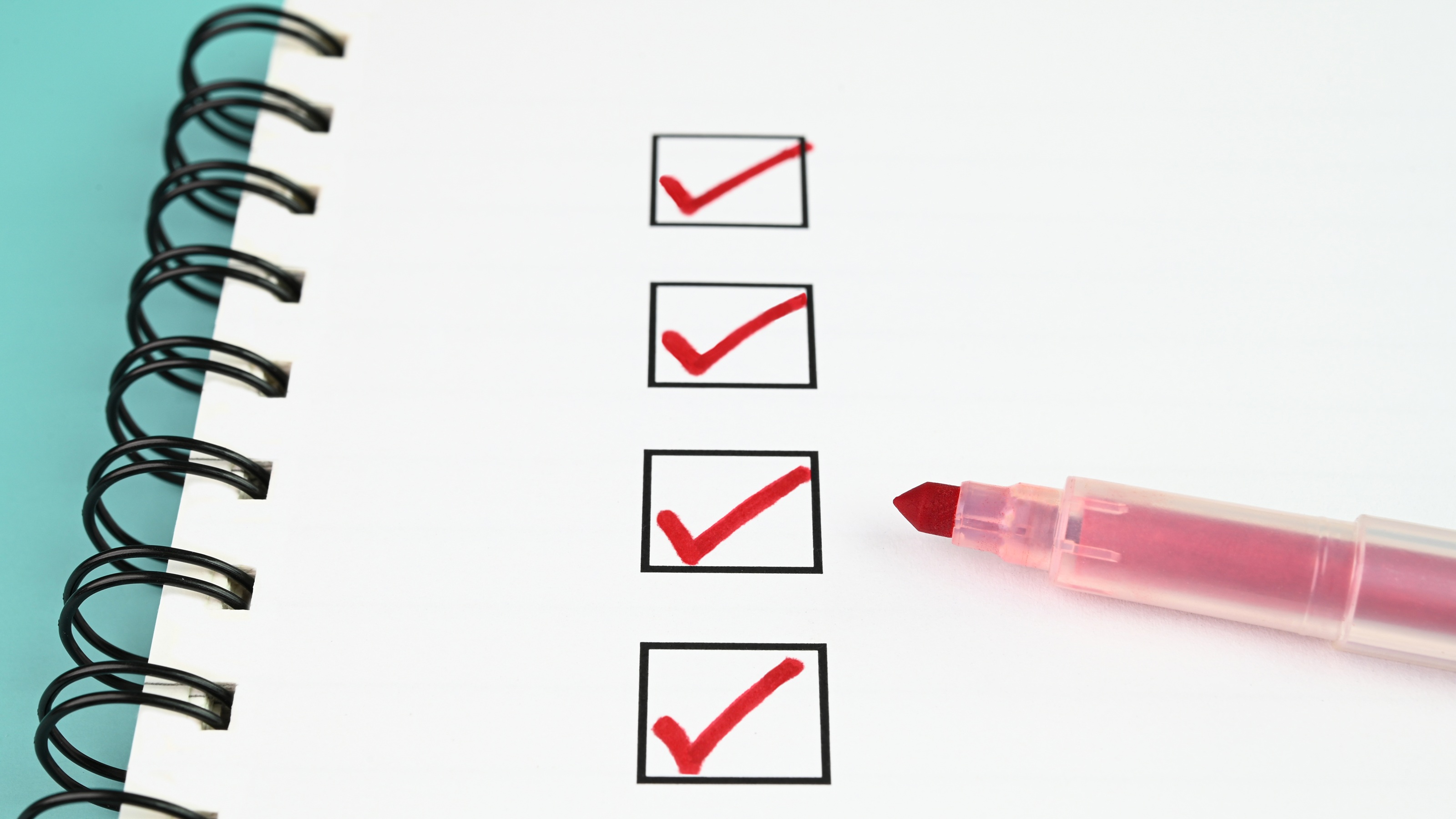 A checklist with four checked boxes.